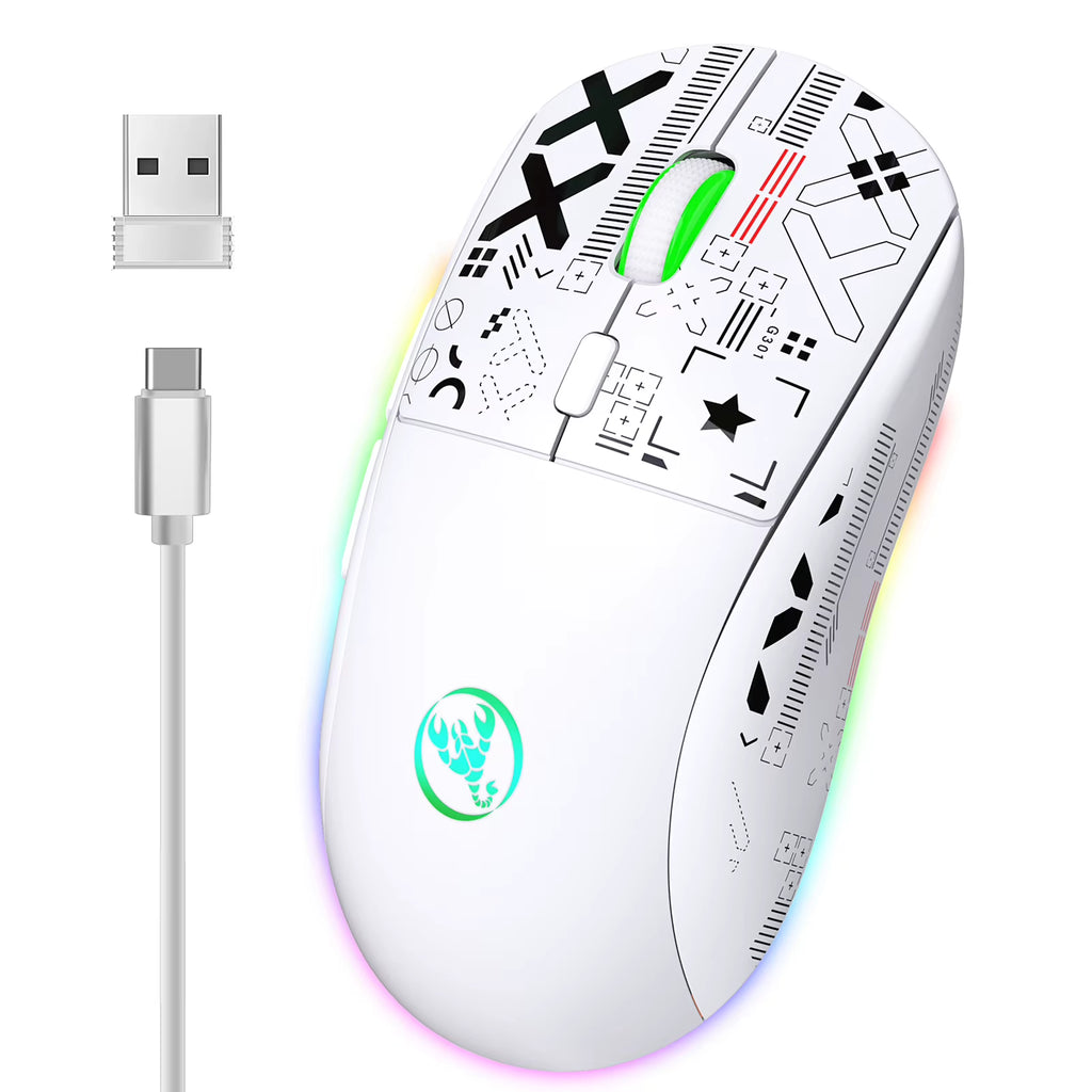 T90 2.4G Wireless Mechanical Mouse RGB Gaming Mouse Ergonomic 10 Million Keystroke 3600DPI Mouse 11 RGB Lighting Modes Mice