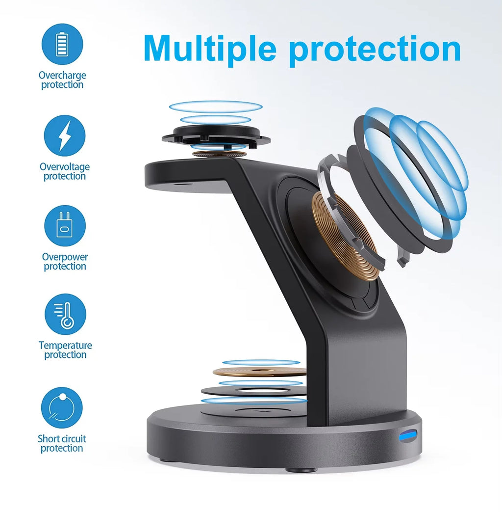 3 in 1 Wireless Charger Stand Mobile Phone Holder for Iphone 16 15 14 13 Pro Max Iwatch Airpods Fast Charging Station