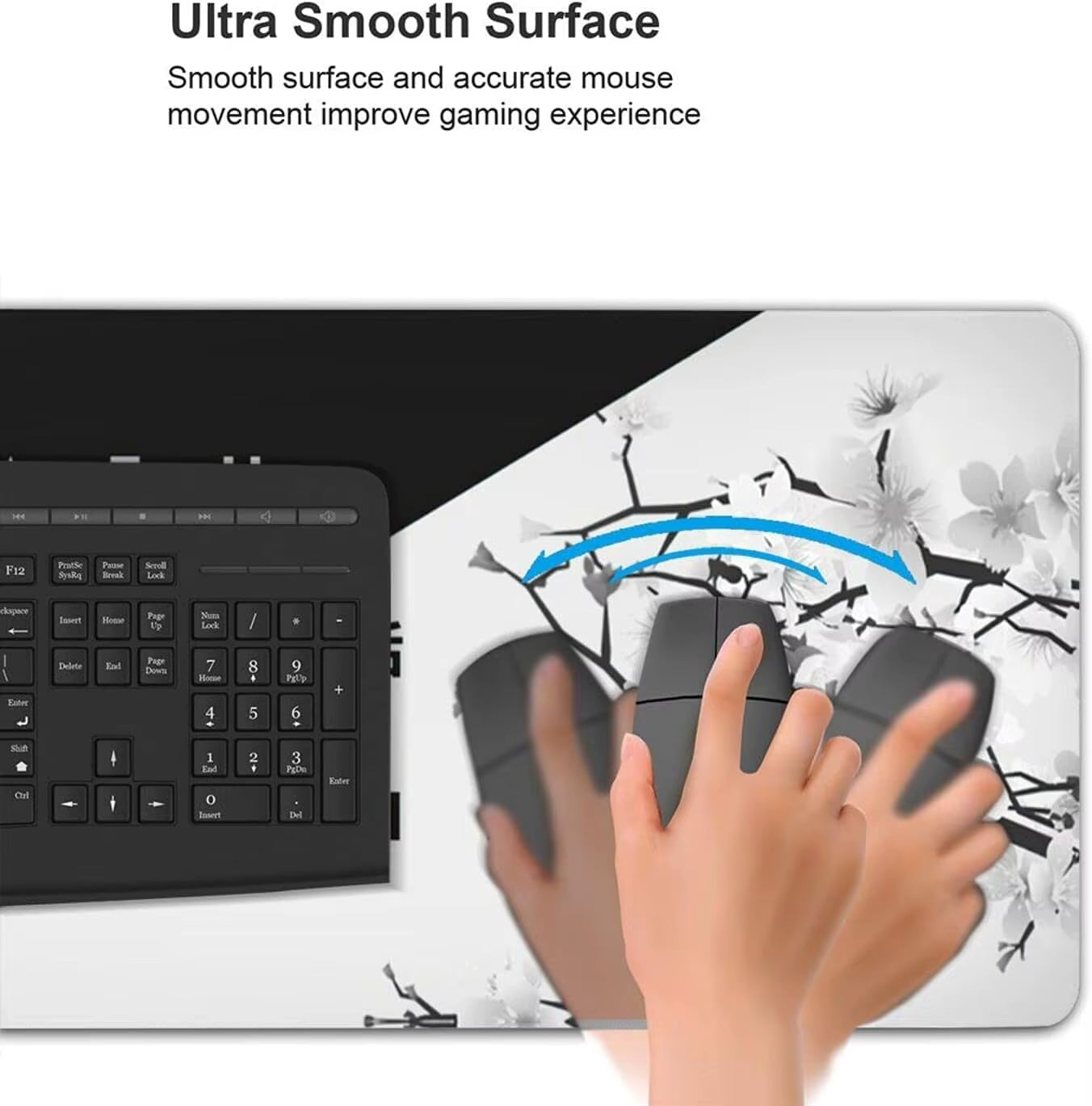 Black and White Cherry Blossom Gaming Mouse Pad 900X400 XL Extended Large Mouse Mat Desk Pad Non Slip Rubber Mousepad Gamer