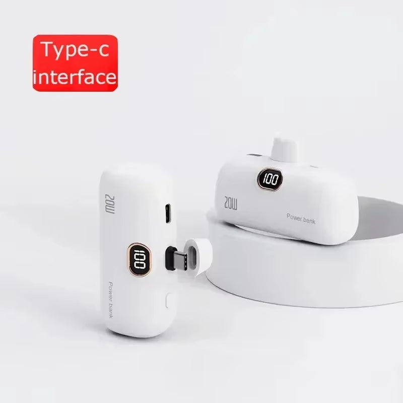 30000Mah Mini Caplsule Power Bank High Capacity Charger Mini Power Supply Digital Display Fast Charge for Type-C Iphone