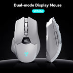 Wireless Mouse 2.4G & Bluetooth, 6-Level DPI (800 to 6400), 600Mah Battery, Ergonomic Design for Pc/Laptop, Black & Grey White