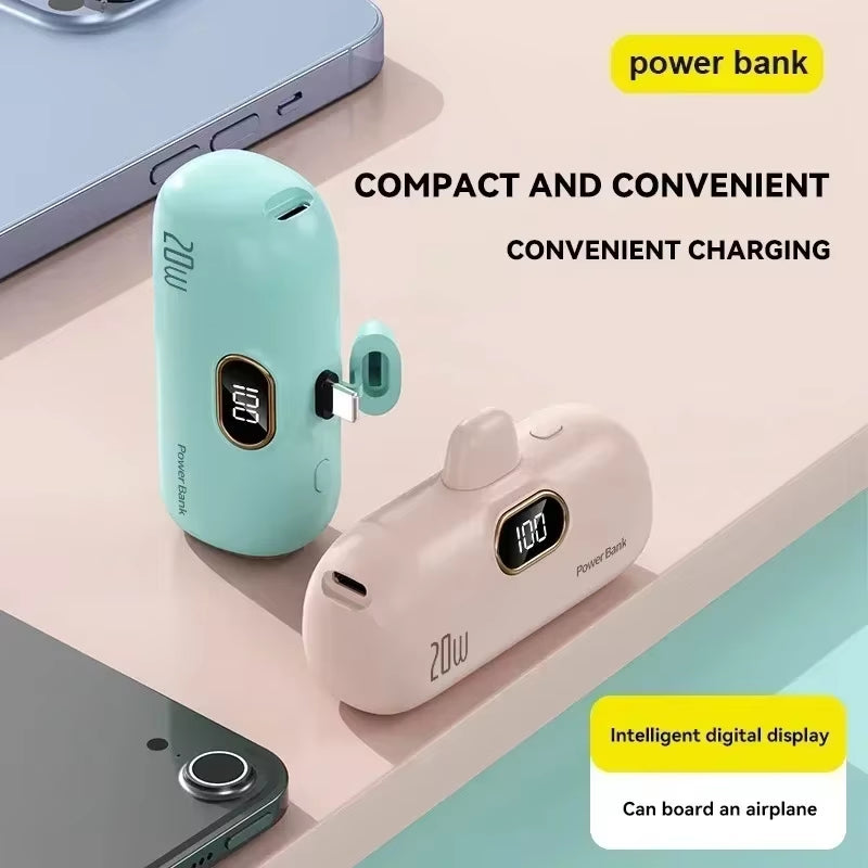 30000Mah Mini Caplsule Power Bank High Capacity Charger Mini Power Supply Digital Display Fast Charge for Type-C Iphone