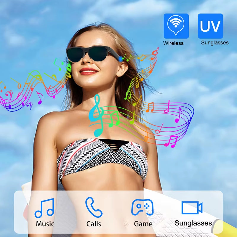 Wireless Bluetooth 5.3 Sunglasses Headphones - Enjoy Music Wirelessly Hands-Free Calling Music Outdoor Sports Eyeglasses TWS