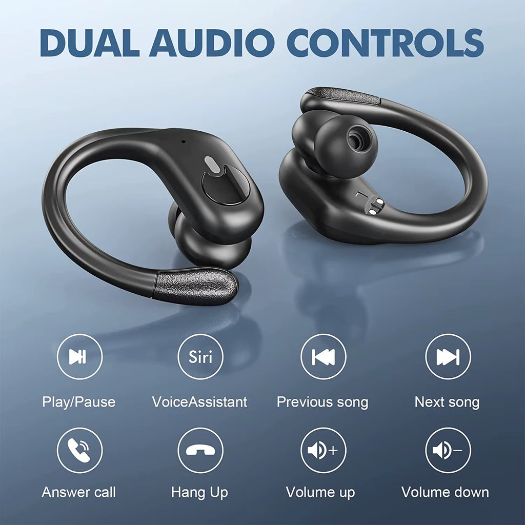 True Wireless Bluetooth 5.4 Headphones Sports Earphones TWS Waterproof Headset Power Display Noise Reduction Earbuds with HD Mic