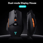 Wireless Mouse 2.4G & Bluetooth, 6-Level DPI (800 to 6400), 600Mah Battery, Ergonomic Design for Pc/Laptop, Black & Grey White