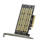 M.2 Nvme&Nvme to PCIE Riser X8/X16 Adapter Card Hard Drive Dual-Disk Interface Gen3 32Gbps Expansion for 2230/2242/2260/2280 SSD