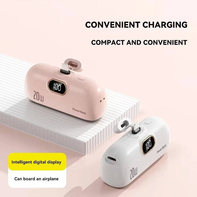 30000Mah Mini Caplsule Power Bank High Capacity Charger Mini Power Supply Digital Display Fast Charge for Type-C Iphone