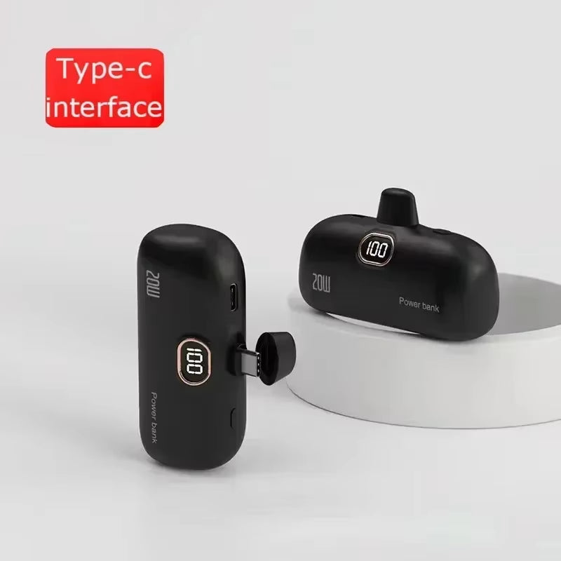 30000Mah Mini Caplsule Power Bank High Capacity Charger Mini Power Supply Digital Display Fast Charge for Type-C Iphone