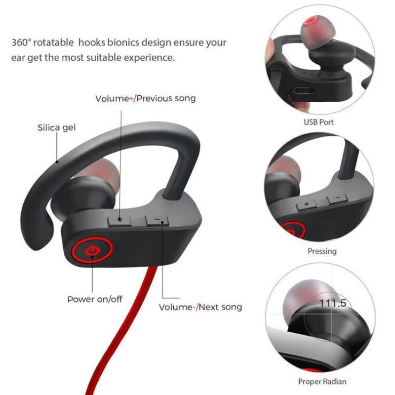 New Wireless Earphone Bluetooth 5.0 Waterproof Sports Headset Earplugs Sound Magnetic Neckband Headset Sports Ear-Hook Headphone