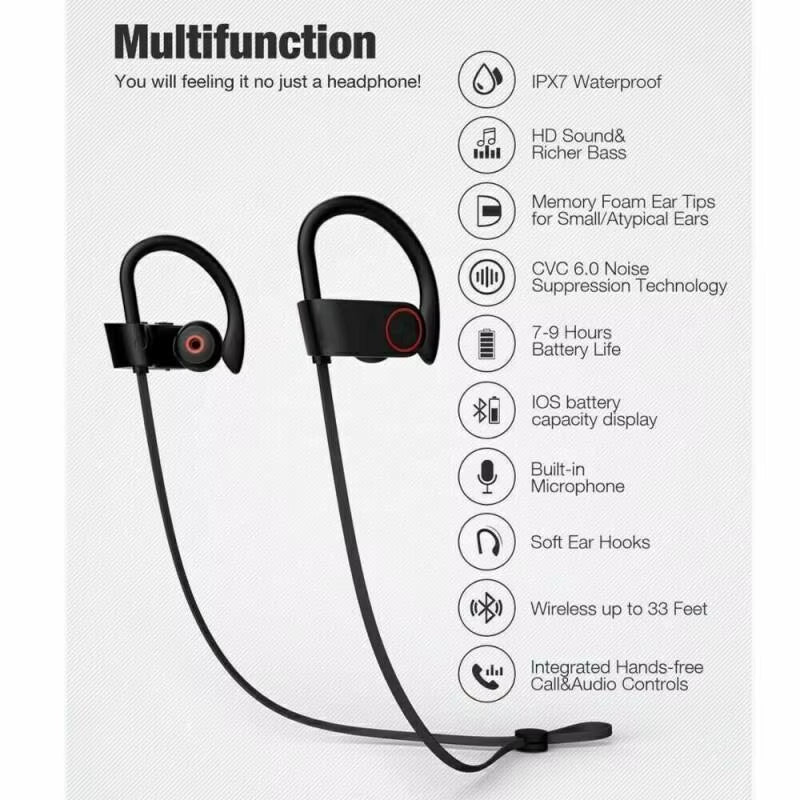 New Wireless Earphone Bluetooth 5.0 Waterproof Sports Headset Earplugs Sound Magnetic Neckband Headset Sports Ear-Hook Headphone