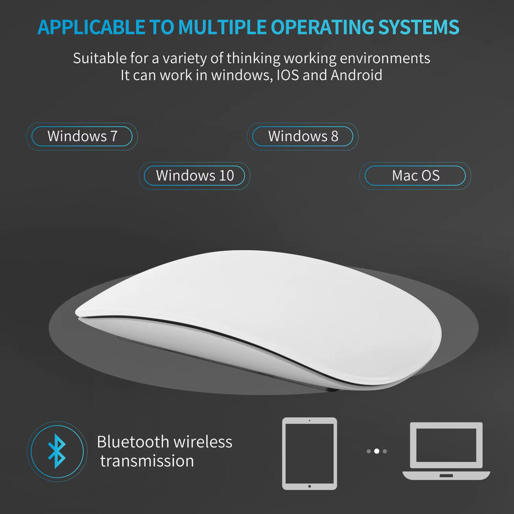 Bluetooth 4.0 Wireless Mouse Rechargeable Silent Multi Arc Touch Mice Ultra-Thin Magic Mouse for Laptop Ipad Mac PC Macbook
