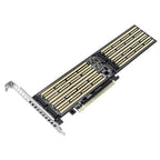 M.2 Nvme&Nvme to PCIE Riser X8/X16 Adapter Card Hard Drive Dual-Disk Interface Gen3 32Gbps Expansion for 2230/2242/2260/2280 SSD