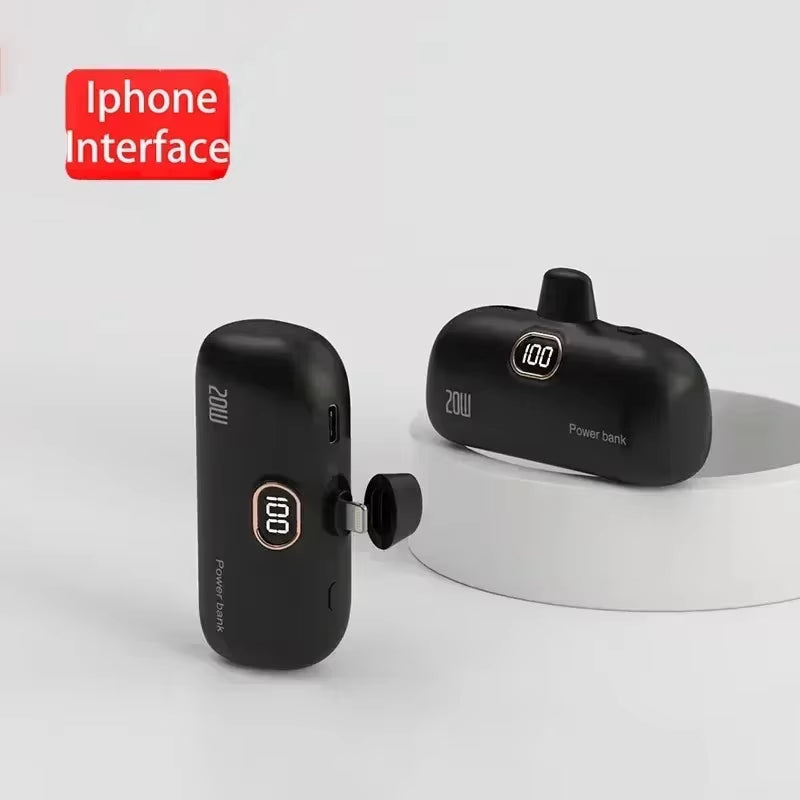 30000Mah Mini Caplsule Power Bank High Capacity Charger Mini Power Supply Digital Display Fast Charge for Type-C Iphone