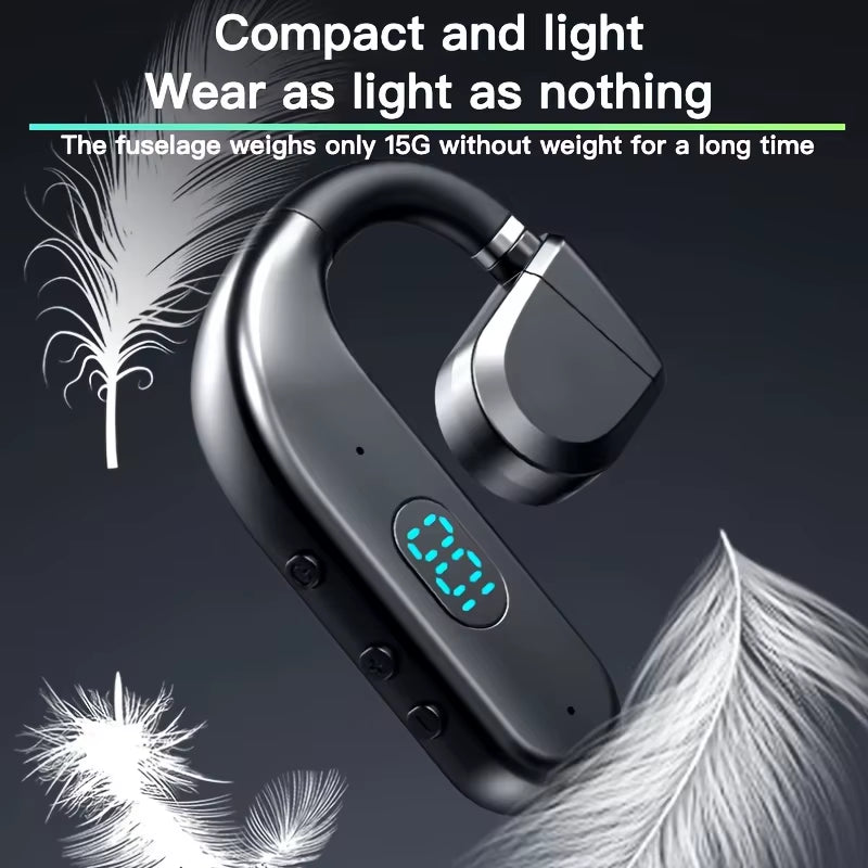 One Ear Headset Open Ear Air Conduction Headphones Wireless Headset Earpiece with Microphone for Cell Phones 30H Playtime