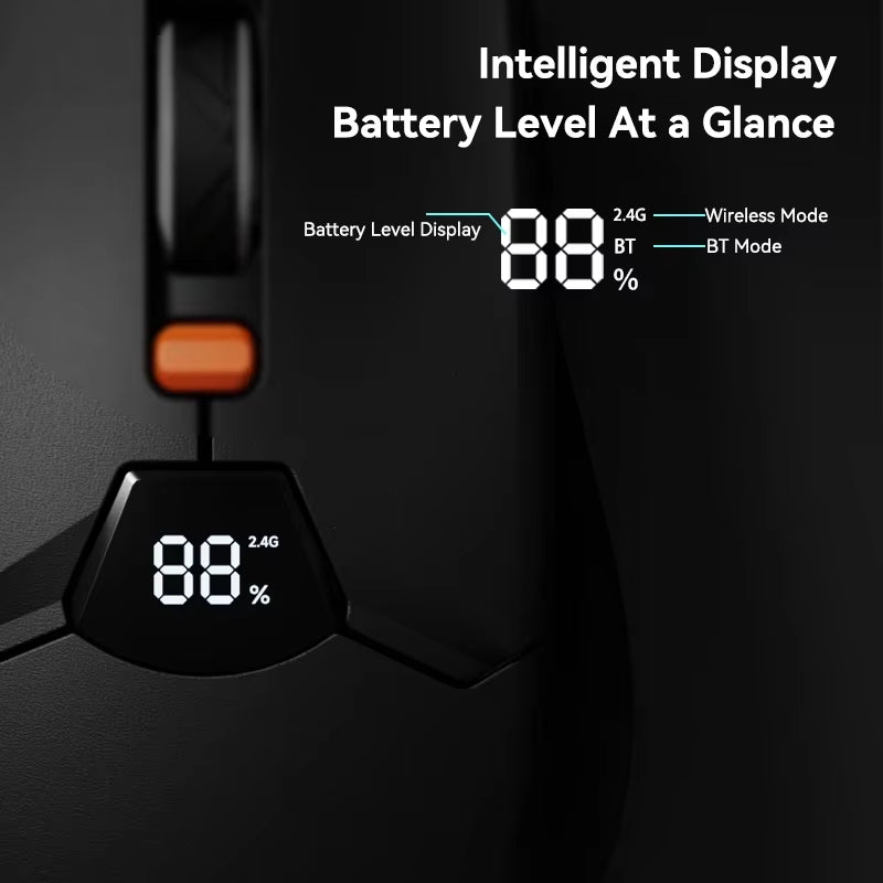 Wireless Mouse 2.4G & Bluetooth, 6-Level DPI (800 to 6400), 600Mah Battery, Ergonomic Design for Pc/Laptop, Black & Grey White