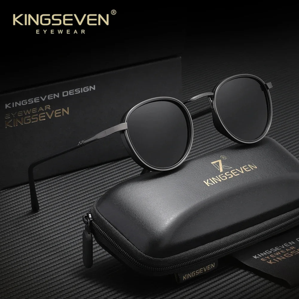 Lunettes vintage KINGSEVEN, cadre rond, pour conduite et activités extérieures, unisexe, protection UV400, polarisées, style classique et tendance
