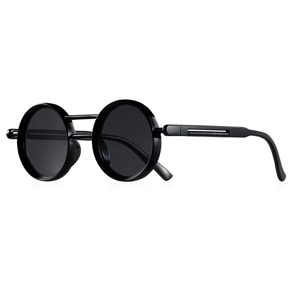 Lunettes de soleil photochromiques femme, rondes vintage noir & blanc, UV400, idéales plage et voyage (16+)
