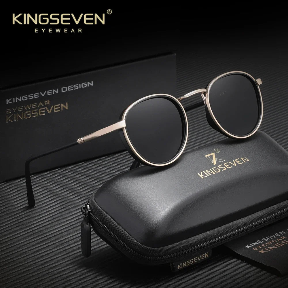 Lunettes vintage KINGSEVEN, cadre rond, pour conduite et activités extérieures, unisexe, protection UV400, polarisées, style classique et tendance