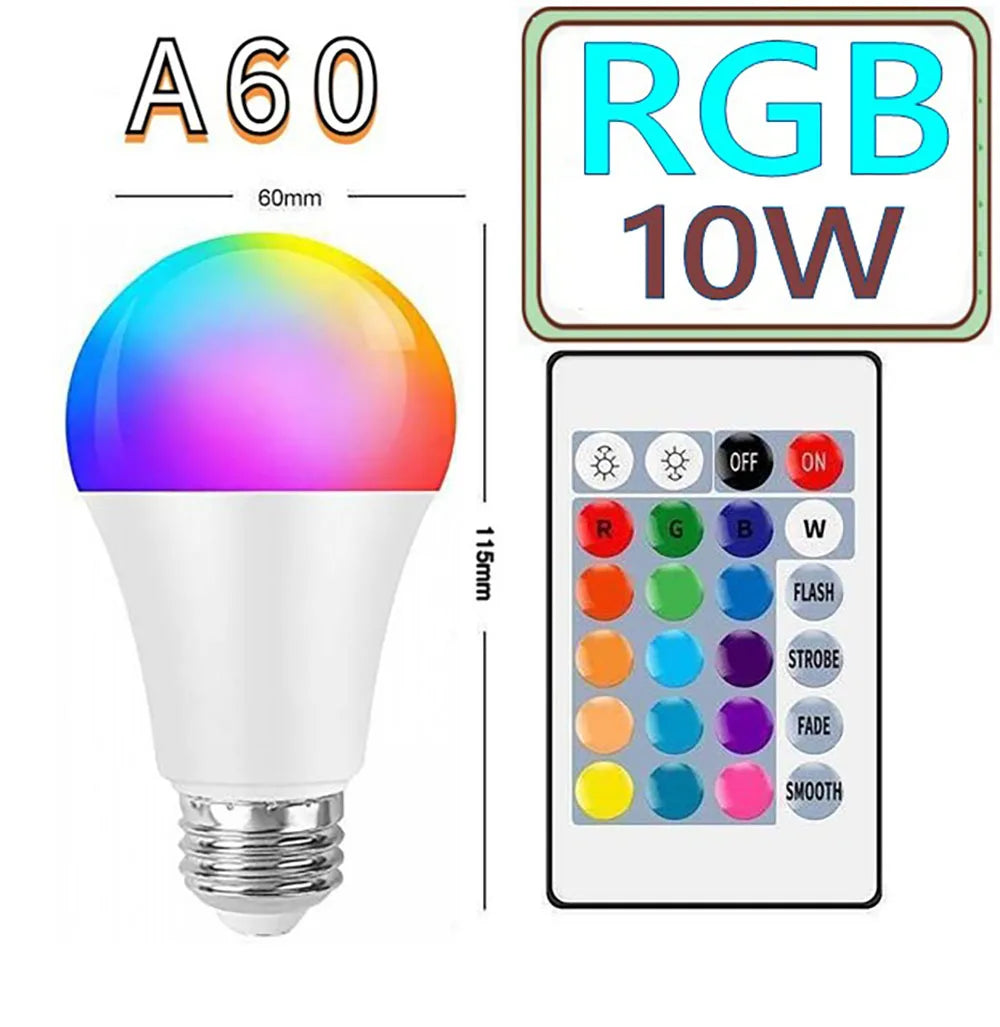 20W 15W 10W RGBW LED Light E27 RGB LED Bulb Light LED Lampada Changeable Colorful RGBW LED Lamp With IR Remote Control 220V 240V