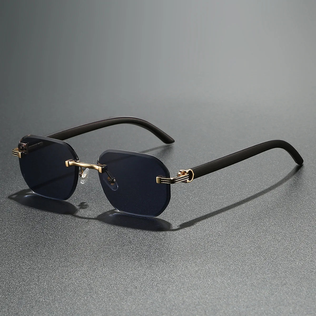 Lunettes vintage carrées sans monture pour hommes 2025, style luxe tendance, punk, UV400, anti-lumière bleue, compatibles avec verres correcteurs