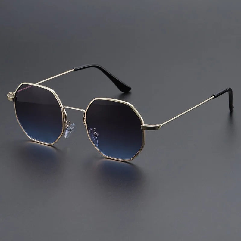 Lunettes métalliques polygonales pour hommes et femmes, style tendance, confortables, protection solaire UV400, design fashion Oculos De Sol