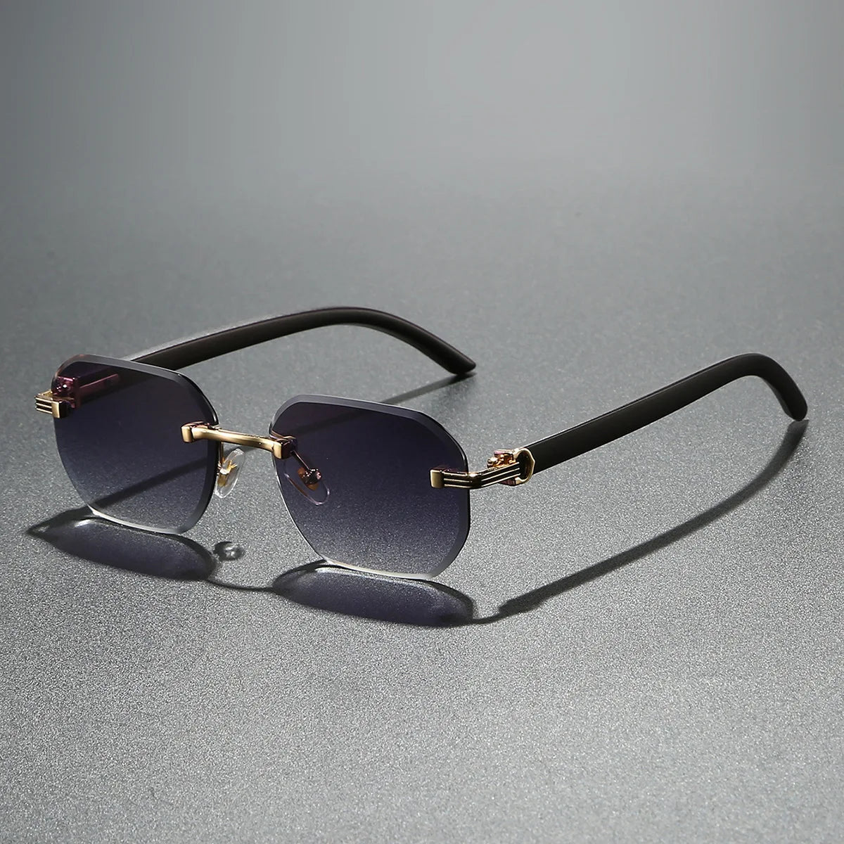 Lunettes vintage carrées sans monture pour hommes 2025, style luxe tendance, punk, UV400, anti-lumière bleue, compatibles avec verres correcteurs