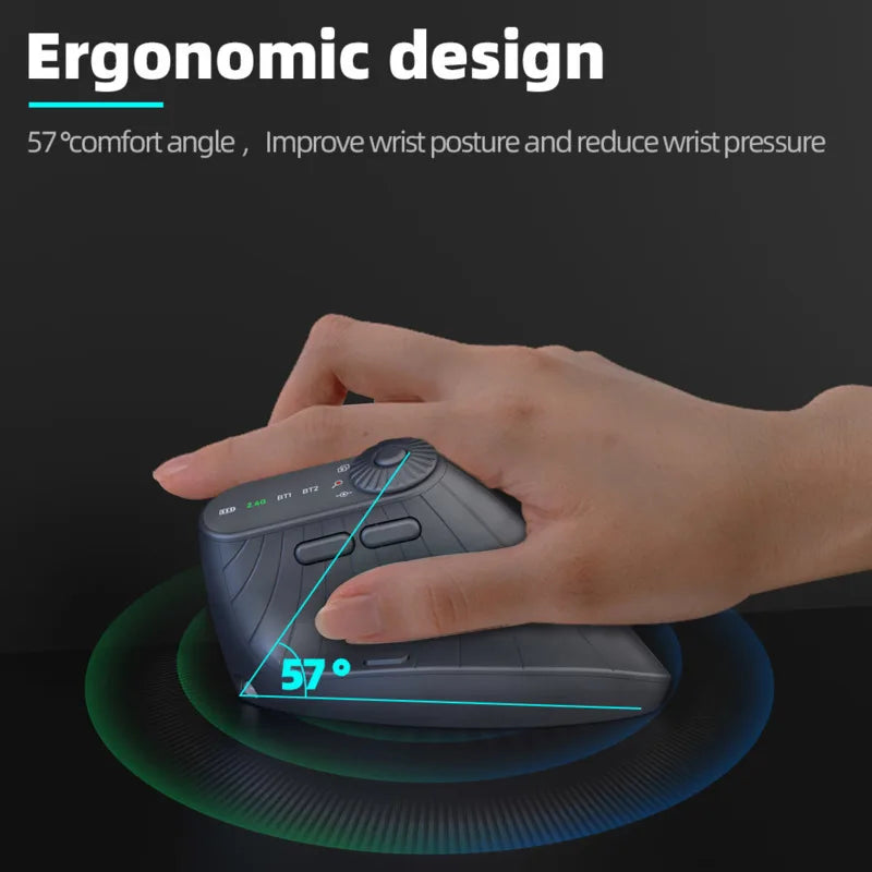Souris verticale ergonomique multi-appareils, rechargeable, sans fil 2.4G/Bluetooth, avec boutons réglables, pour PC et tablette
