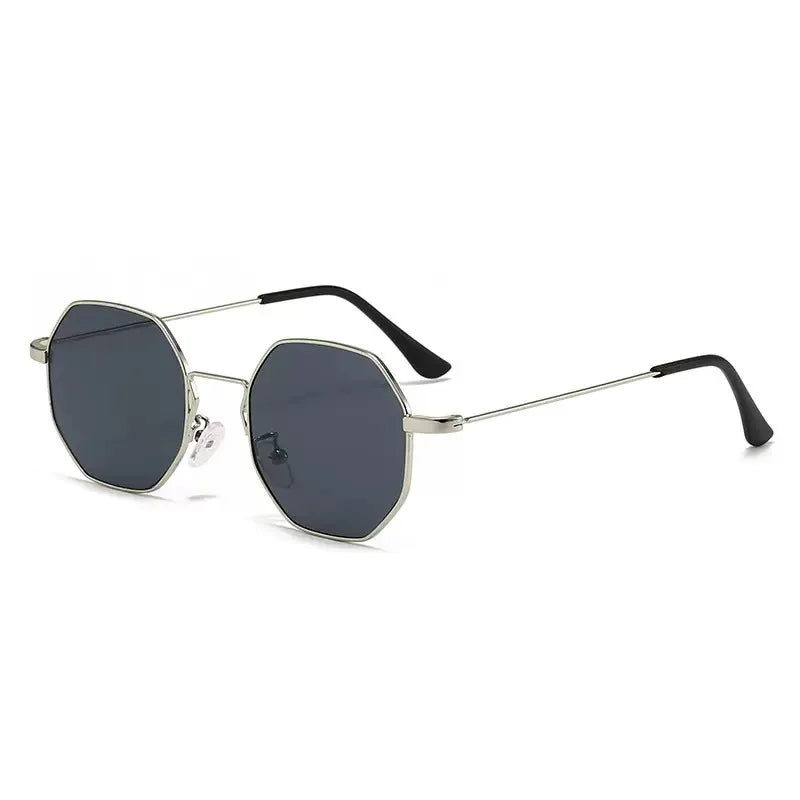 Lunettes métalliques polygonales pour hommes et femmes, style tendance, confortables, protection solaire UV400, design fashion Oculos De Sol