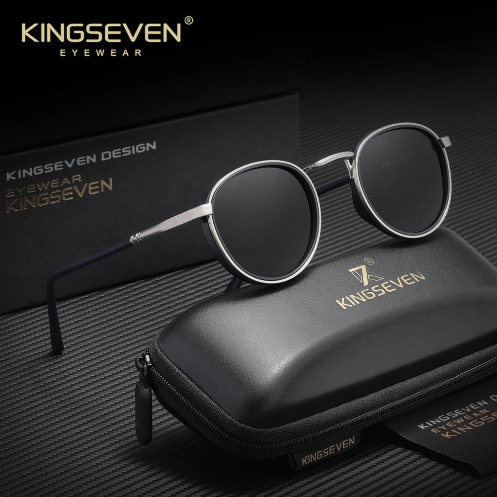 Lunettes vintage KINGSEVEN, cadre rond, pour conduite et activités extérieures, unisexe, protection UV400, polarisées, style classique et tendance