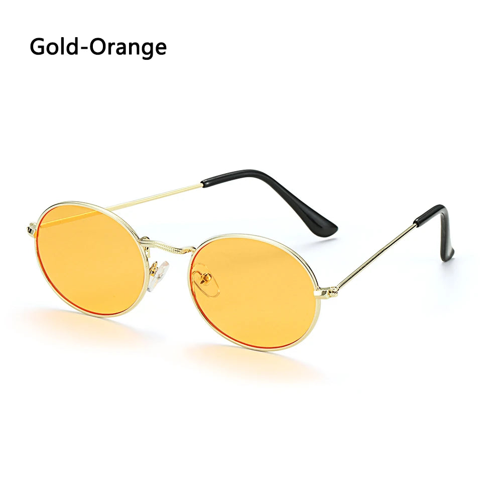 Lunettes vintage ovales pour femmes et hommes, monture métallique rétro, verres miroirs clairs, style petit rond, Gafas De Sol