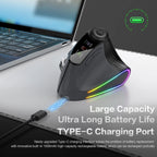 Souris verticale Jomaa, sans fil Bluetooth/USB, molette rapide RGB, ergonomique, boutons silencieux, avec molette multifonction réglable
