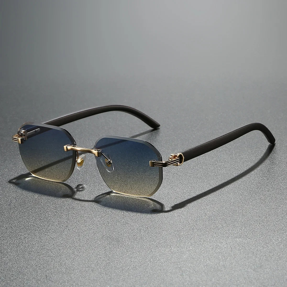 Lunettes vintage carrées sans monture pour hommes 2025, style luxe tendance, punk, UV400, anti-lumière bleue, compatibles avec verres correcteurs