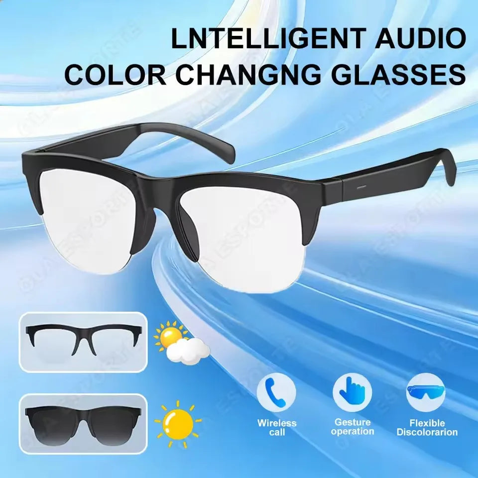 Lunettes intelligentes 2026, verres photochromiques, assistant vocal, Bluetooth sans fil, appels, caméra, sport extérieur, anti-UV, design tendance