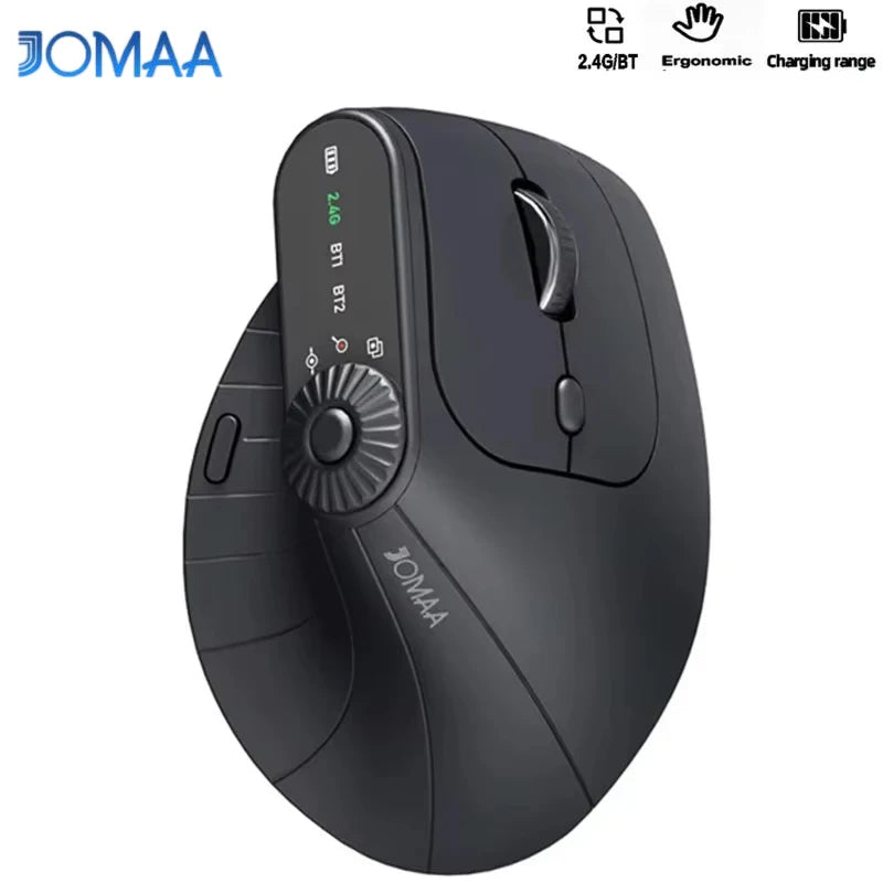 Souris verticale ergonomique multi-appareils, rechargeable, sans fil 2.4G/Bluetooth, avec boutons réglables, pour PC et tablette