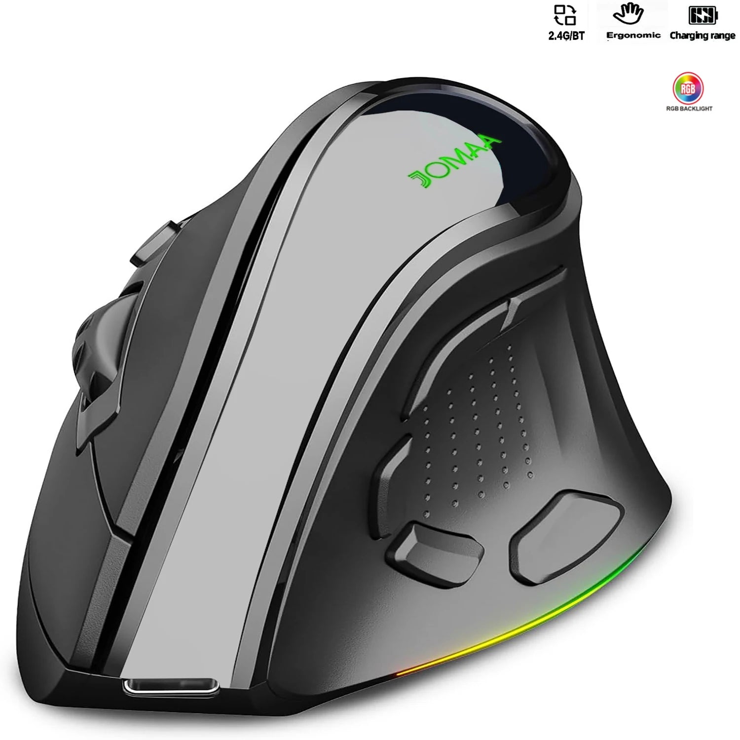 JOMAA – Souris sans fil AI 2.4G/Bluetooth, enregistrement vocal, reconnaissance vocale, 1600 DPI, USB, recherche intelligente