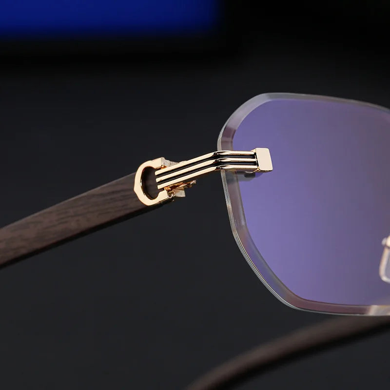 Lunettes vintage carrées sans monture pour hommes 2025, style luxe tendance, punk, UV400, anti-lumière bleue, compatibles avec verres correcteurs
