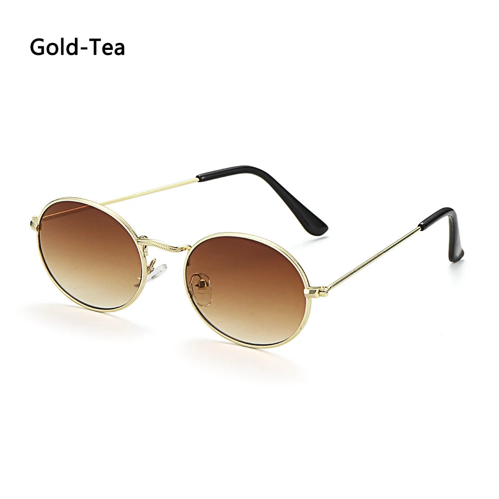 Lunettes vintage ovales pour femmes et hommes, monture métallique rétro, verres miroirs clairs, style petit rond, Gafas De Sol