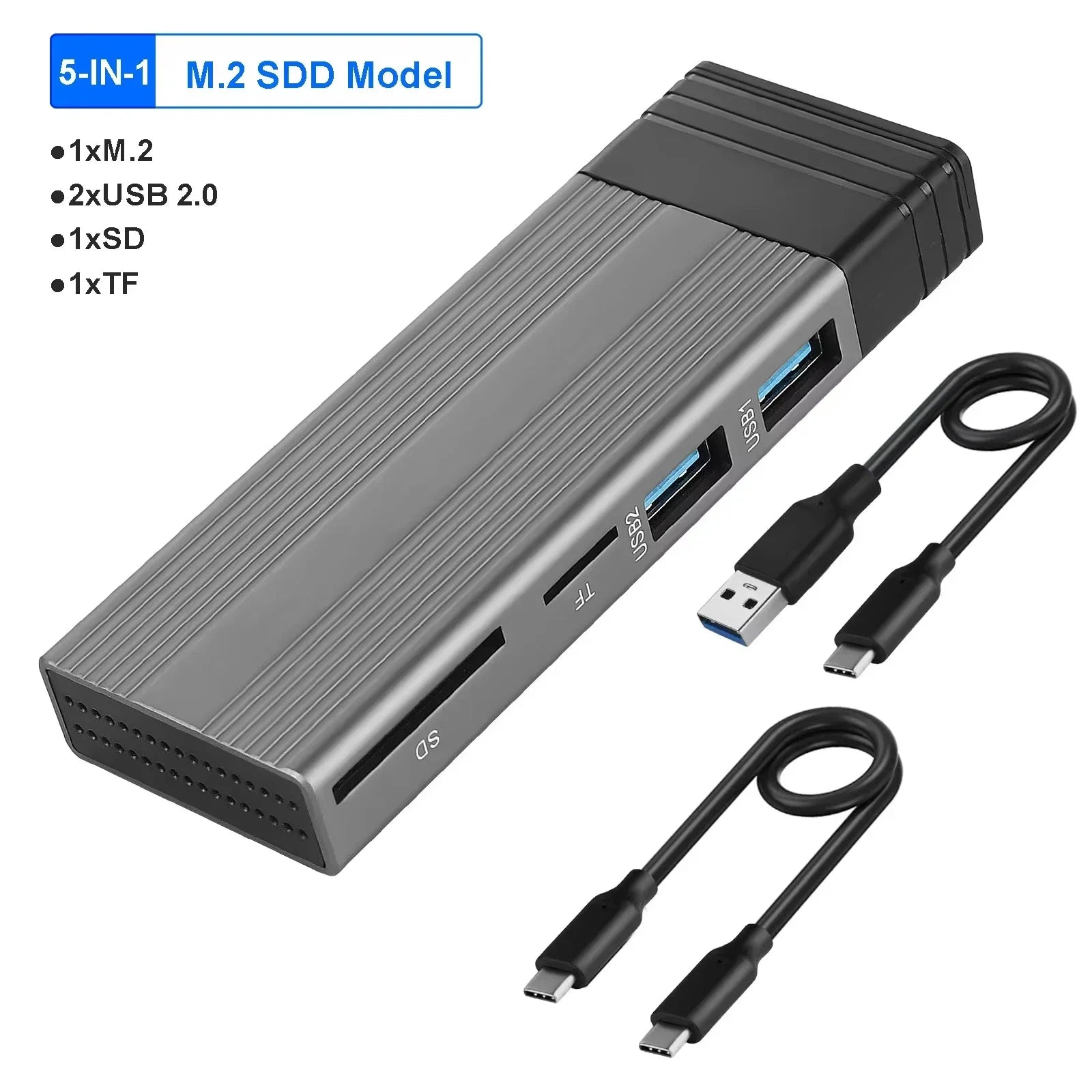 Hub USB 3.2 8-en-1 avec stockage, lecteur de cartes, adaptateur Type-C vers HDMI, compatible MacBook et PC portable