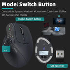 Souris verticale ergonomique multi-appareils, rechargeable, sans fil 2.4G/Bluetooth, avec boutons réglables, pour PC et tablette