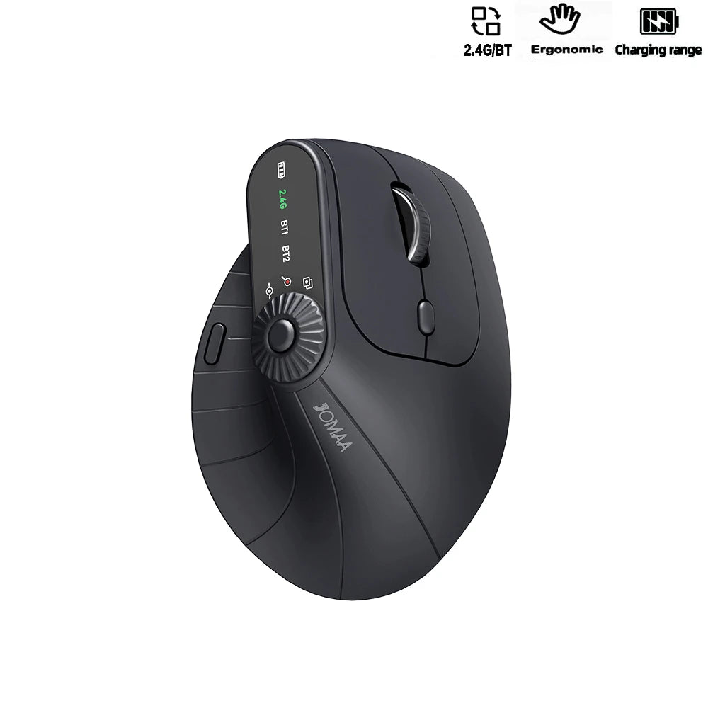 Souris verticale ergonomique multi-appareils, rechargeable, sans fil 2.4G/Bluetooth, avec boutons réglables, pour PC et tablette
