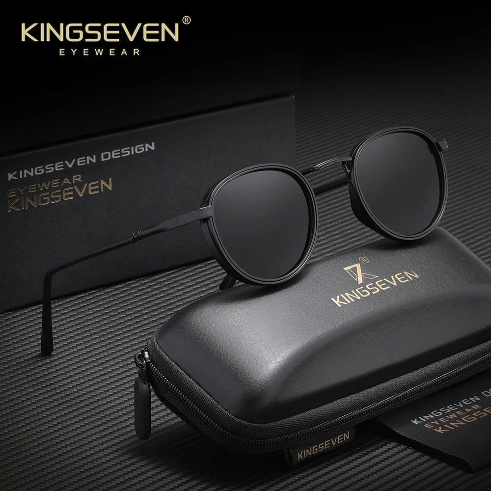 Lunettes vintage KINGSEVEN, cadre rond, pour conduite et activités extérieures, unisexe, protection UV400, polarisées, style classique et tendance