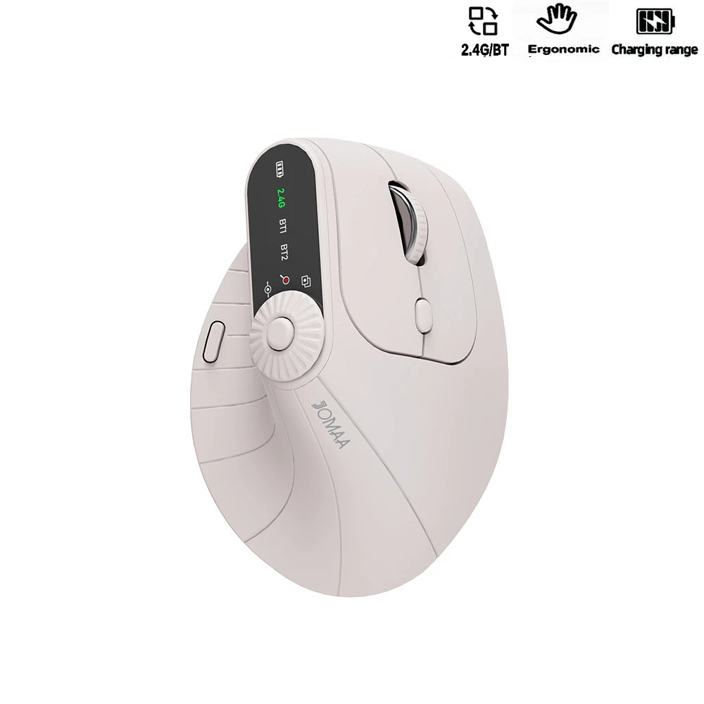 Souris verticale ergonomique multi-appareils, rechargeable, sans fil 2.4G/Bluetooth, avec boutons réglables, pour PC et tablette