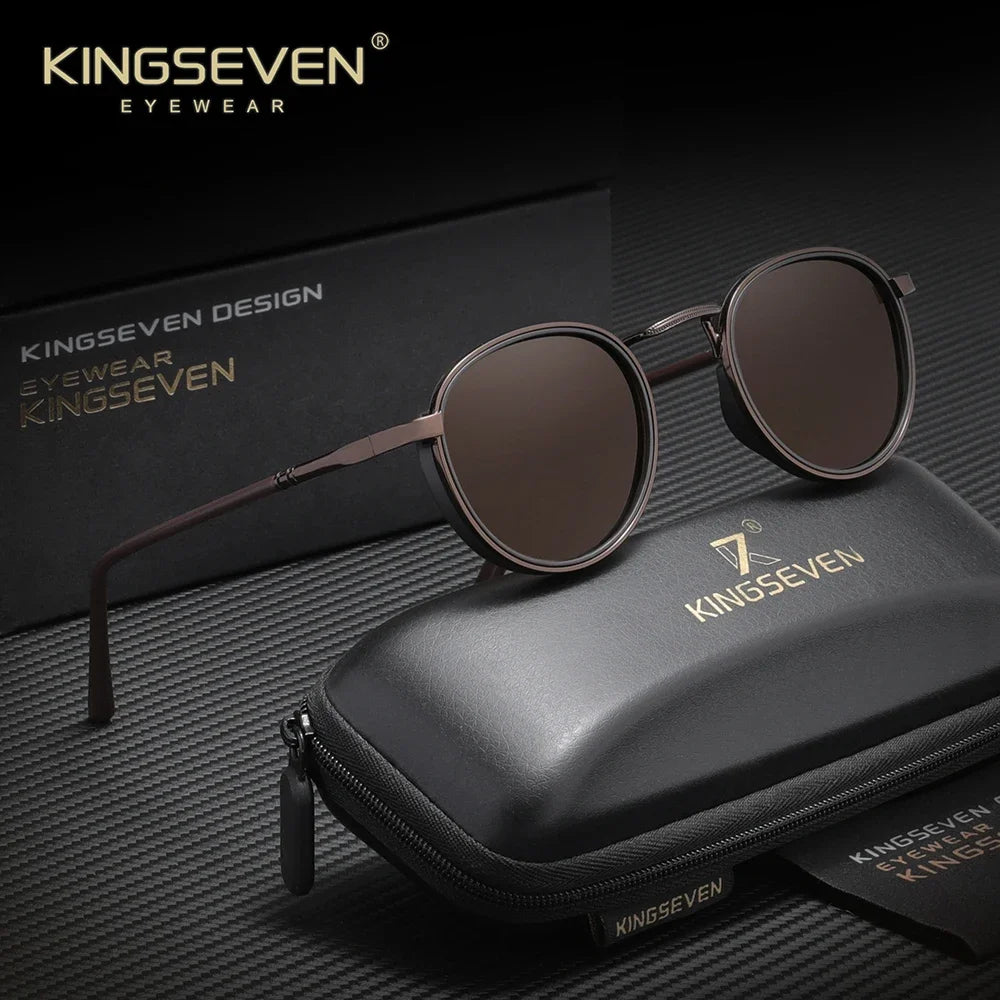 Lunettes vintage KINGSEVEN, cadre rond, pour conduite et activités extérieures, unisexe, protection UV400, polarisées, style classique et tendance