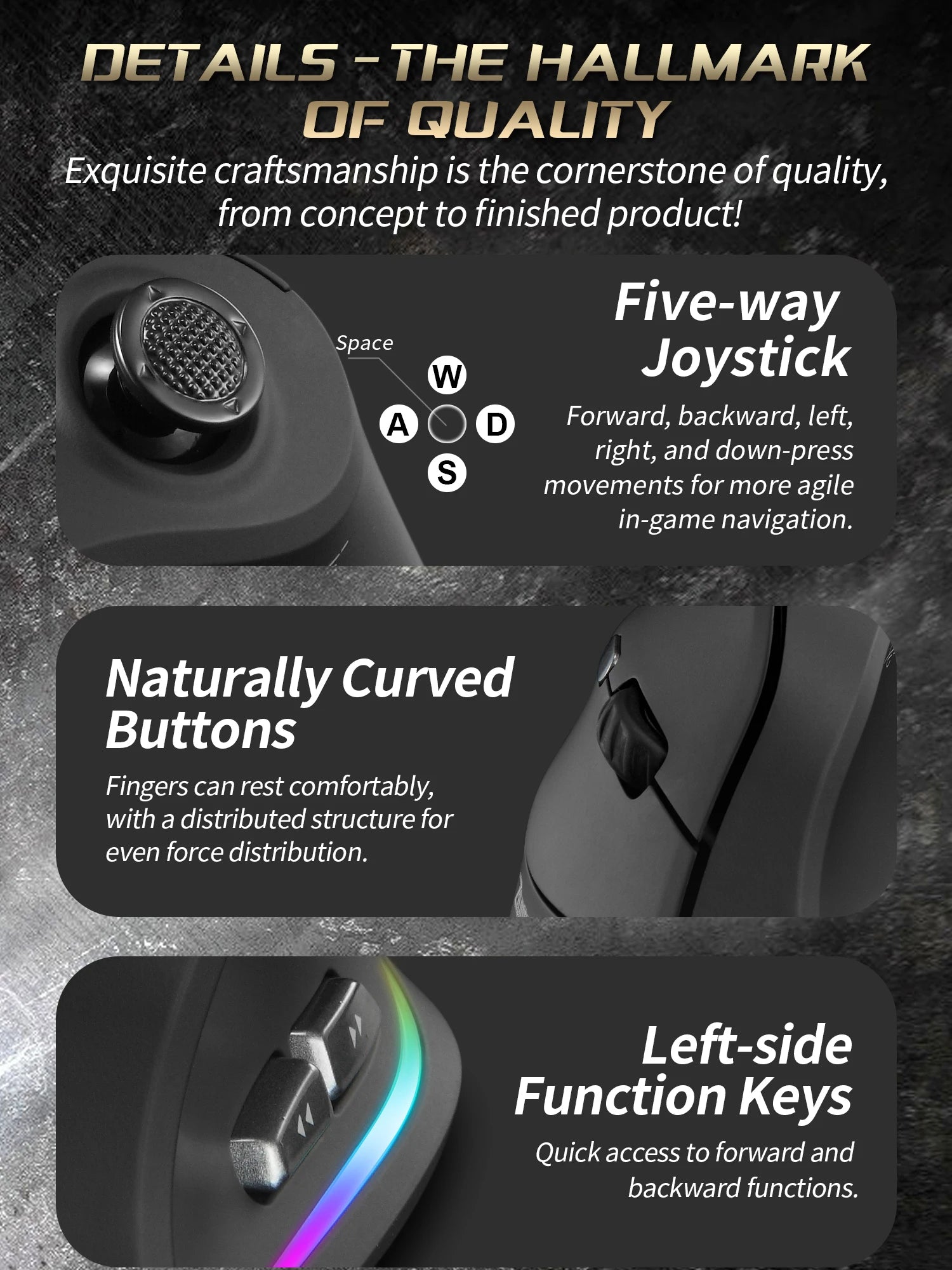 Souris verticale ergonomique ZELOTES F18, sans fil 2.4G/Bluetooth, 24 000 DPI, programmable, gaming, pour PC et portable