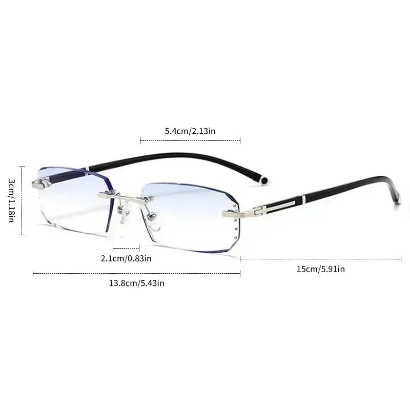 Lunettes de myopie sans monture, haute définition, verres photochromiques en option, anti-lumière bleue, anti-fatigue, claires, pour hommes