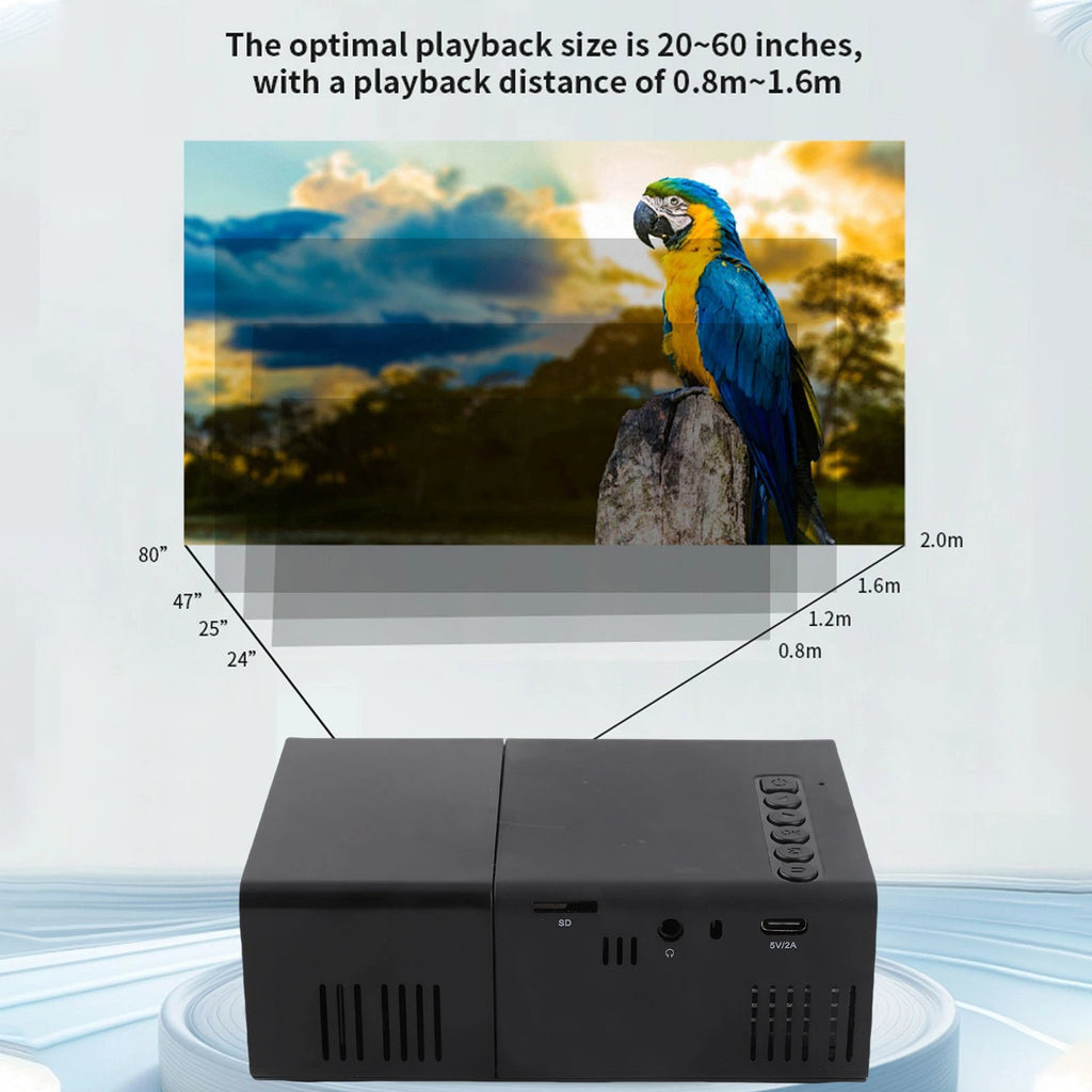 LED Movie Projector Low Noise Cooling Compact Projector Wide Compatibility Manual Focusing for Outdoor Activities for Phone PC