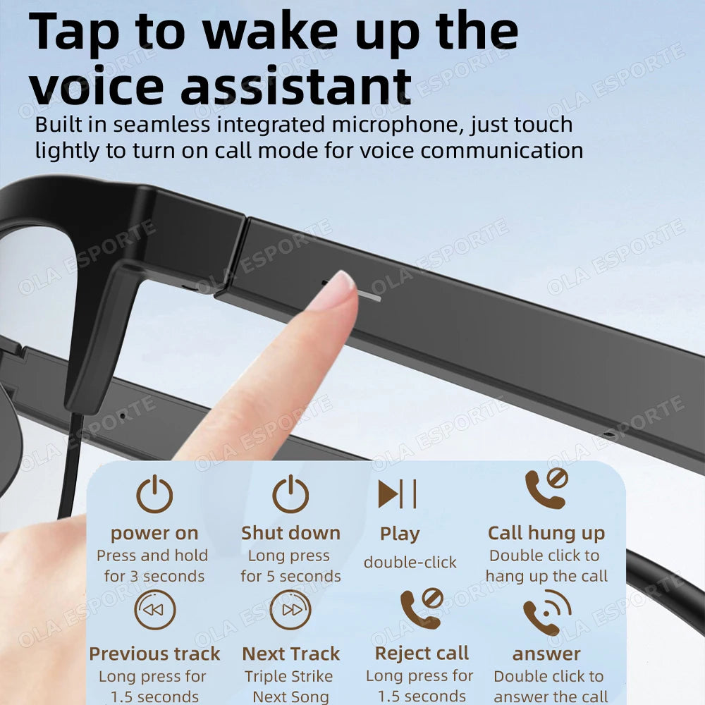Lunettes intelligentes 2026, verres photochromiques, assistant vocal, Bluetooth sans fil, appels, caméra, sport extérieur, anti-UV, design tendance