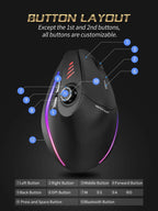 Souris verticale ergonomique ZELOTES F18, sans fil 2.4G/Bluetooth, 24 000 DPI, programmable, gaming, pour PC et portable