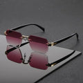 Lunettes sans monture, style rectangulaire, tendance, unisexe, petits verres carrés, idéales pour soleil, voyages et été, Oculos