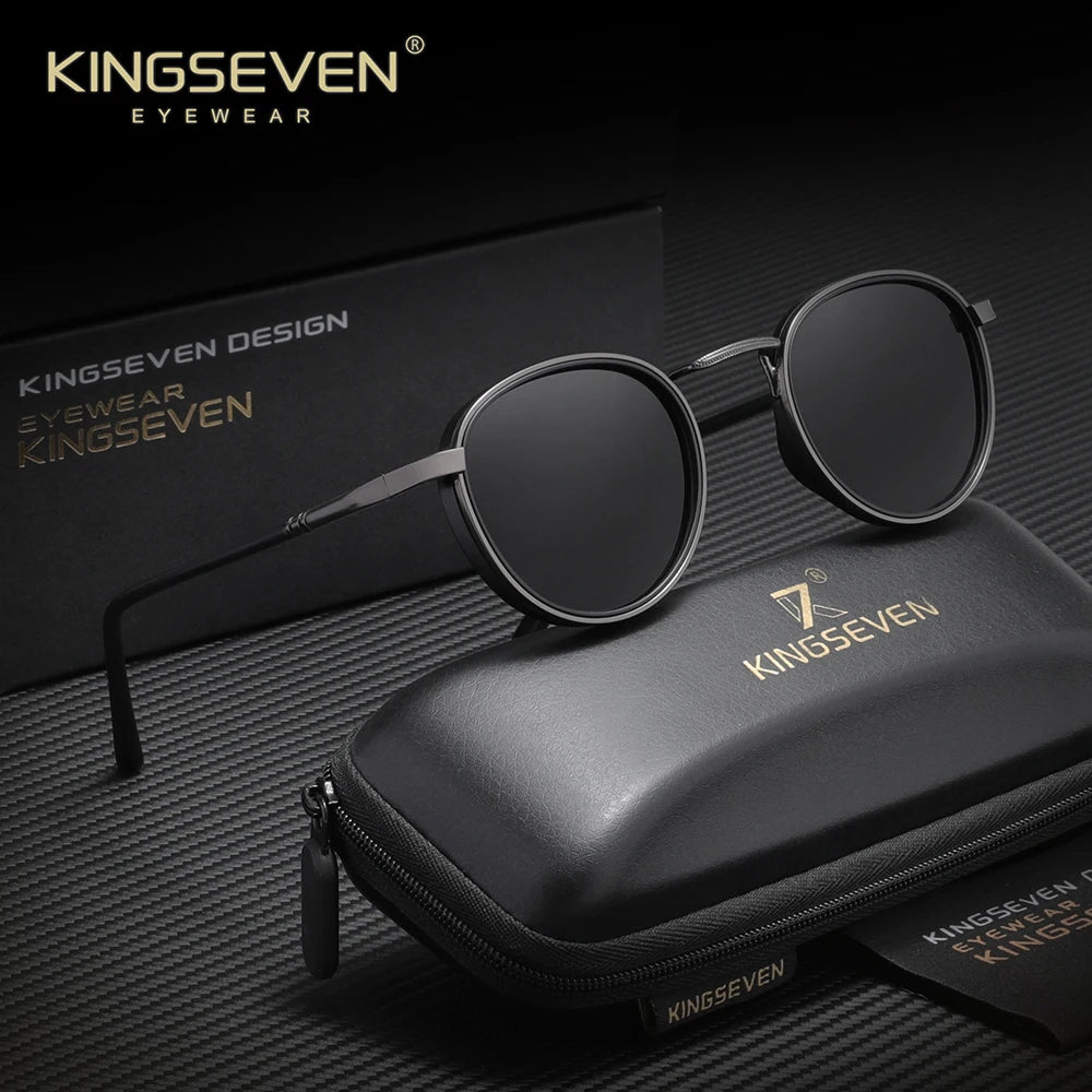 Lunettes vintage KINGSEVEN, cadre rond, pour conduite et activités extérieures, unisexe, protection UV400, polarisées, style classique et tendance